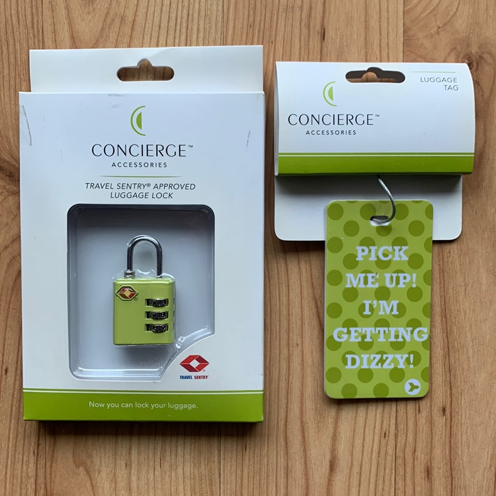 Concierge Travel Luggage Lock and Luggage Tag green NWT NIB